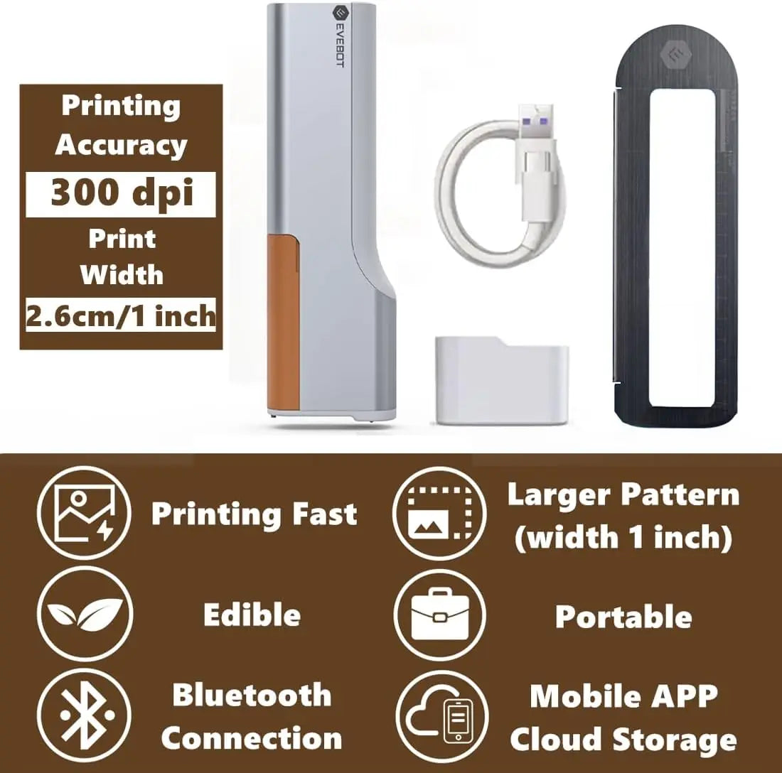 Portable Food Printer Pen Brown Ink Set