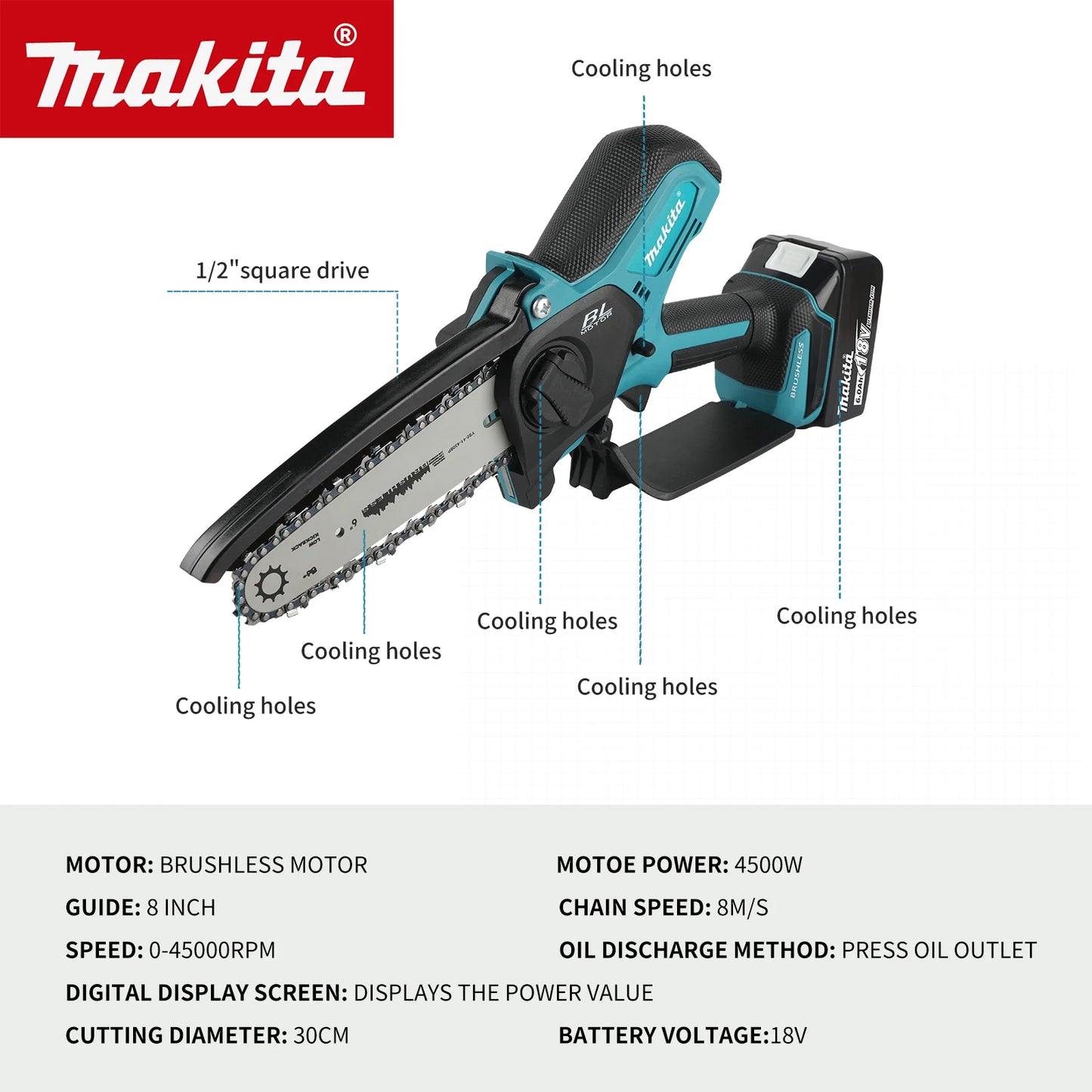 18V Cordless 6 Inch Mini Chainsaw for Wood and Branch Cutting