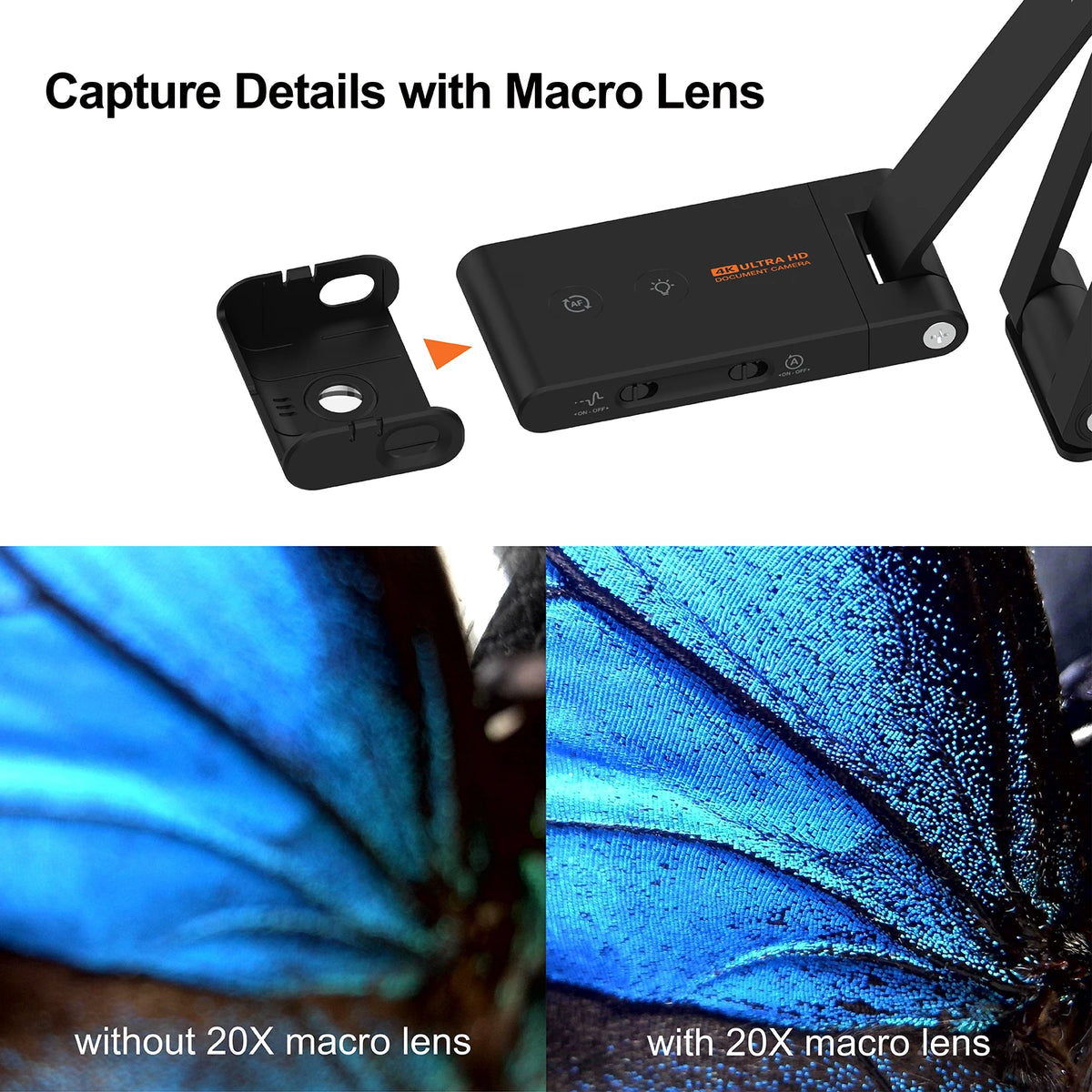 13MP Document Scanner USB Camera with 20X Macro View