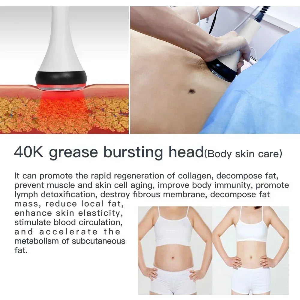 White 40K Cavitation Beauty Machine for Face and Body Shaping