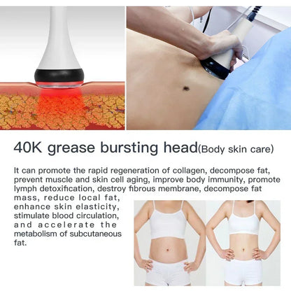 White 40K Cavitation Beauty Machine for Face and Body Shaping