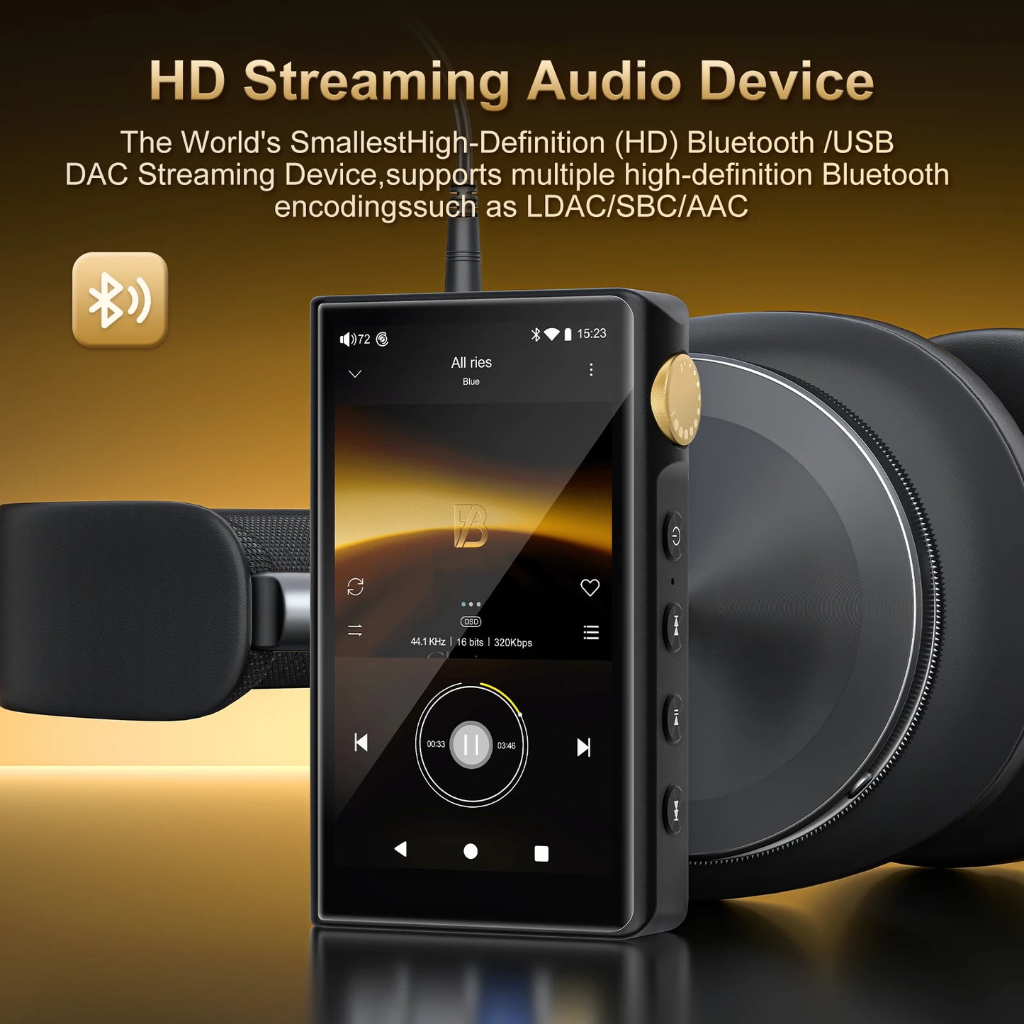Portable Hi-Res Audio Player Bluetooth WiFi 32GB Android 12