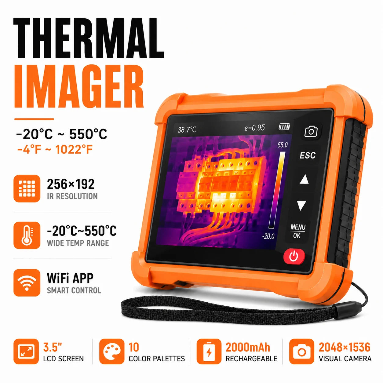 Portable Thermal Camera 256x192 WiFi High Temperature Tracking