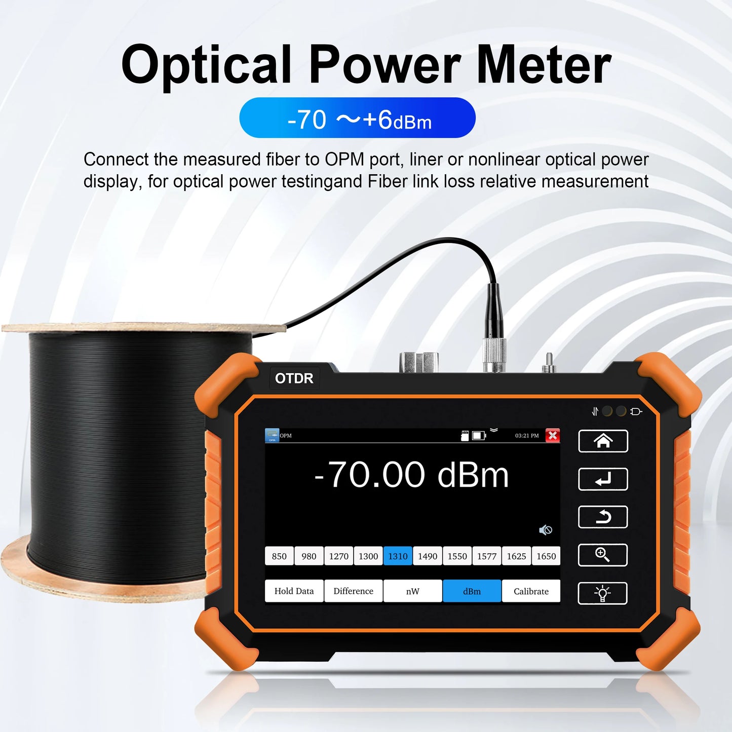 Portable 4 Inch OTDR Fiber Optic Tester 1550nm 24dB OPM VFL
