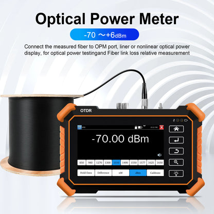 Portable 4 Inch OTDR Fiber Optic Tester 1550nm 24dB OPM VFL
