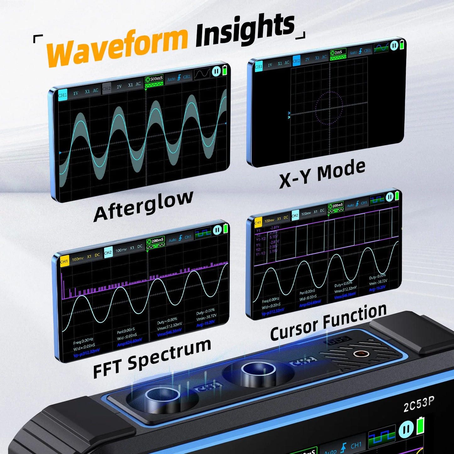 3-in-1 50MHz Digital Oscilloscope with Multimeter Touchscreen