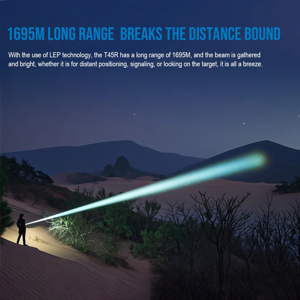 Powerful LEP Tactical Flashlight Rechargeable 1695m Long Range Torch
