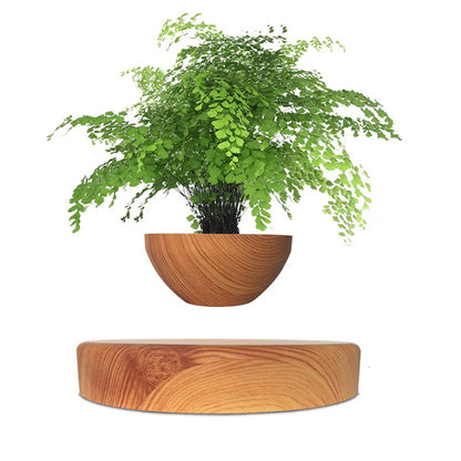 Magnetic Floating Bonsai Pot Burgundy Rotating Desk Planter