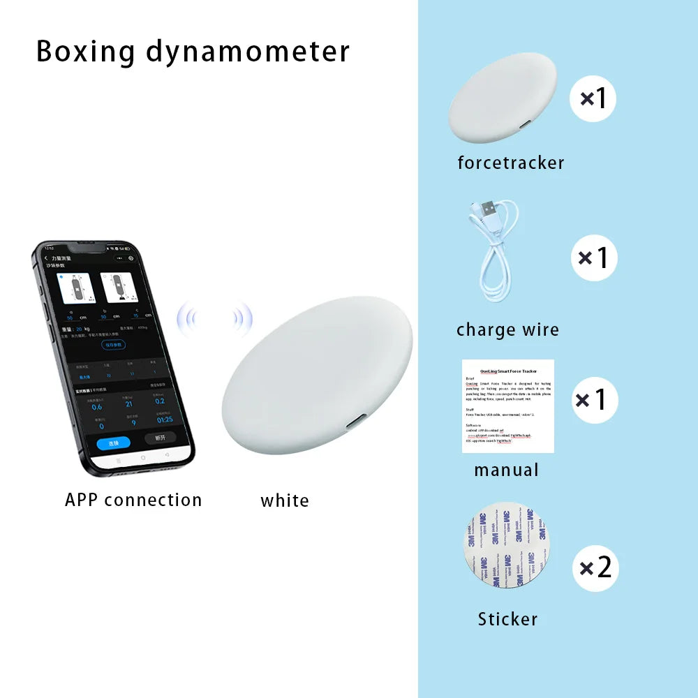 Portable Smart Punching Bag Power Meter Speed Sensor White