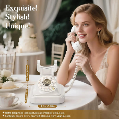 White Vintage Audio Guestbook Phone for Parties and Events