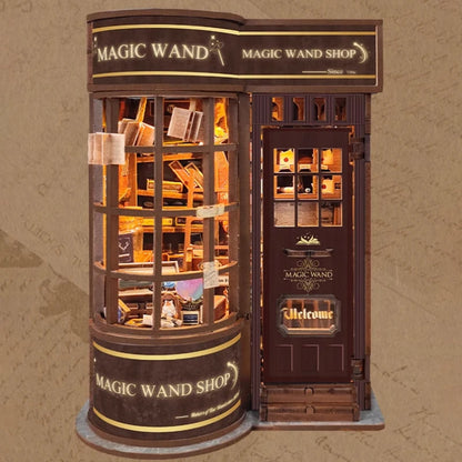 DIY Wooden Book Nook Kit with Retro Magic Shop Design