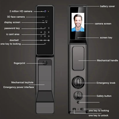 Automatic Keyless Door Lock Face Fingerprint WiFi Camera System