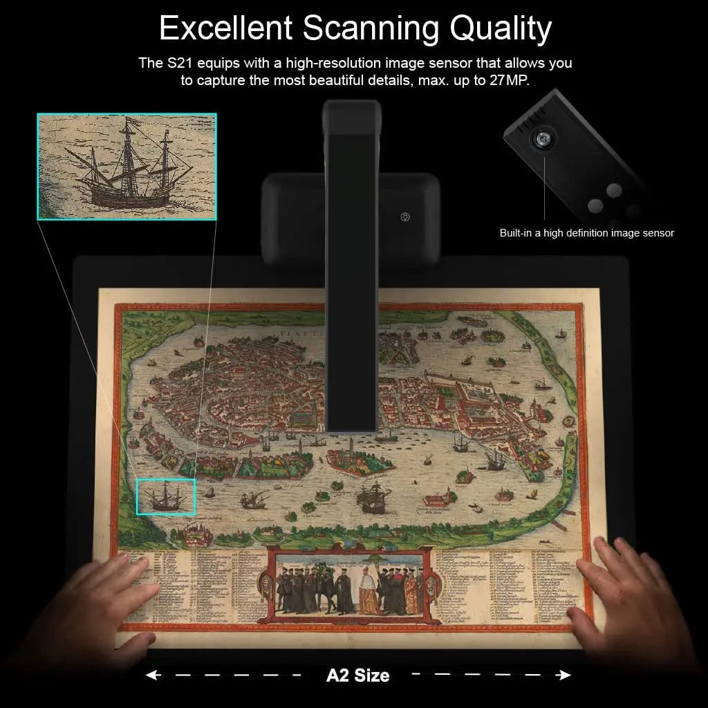 27MP Document and Book Scanner with Auto Flatten Function