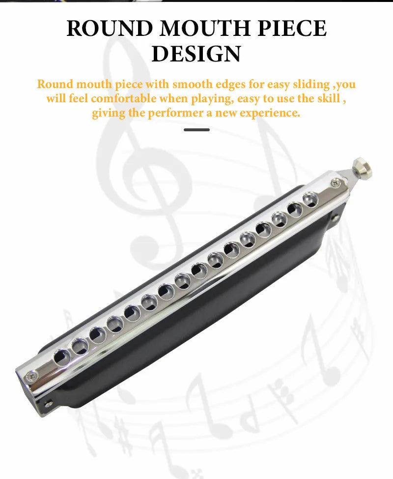 Professional 16-Hole Chromatic Harmonica 64 Tones C Key
