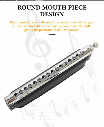 Professional 16-Hole Chromatic Harmonica 64 Tones C Key