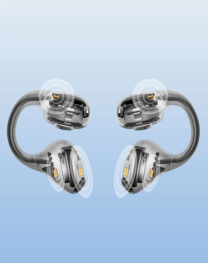 Black Open-Ear Earphones with Multipoint & Long Battery