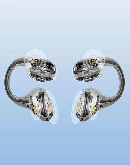 Black Open-Ear Earphones with Multipoint & Long Battery