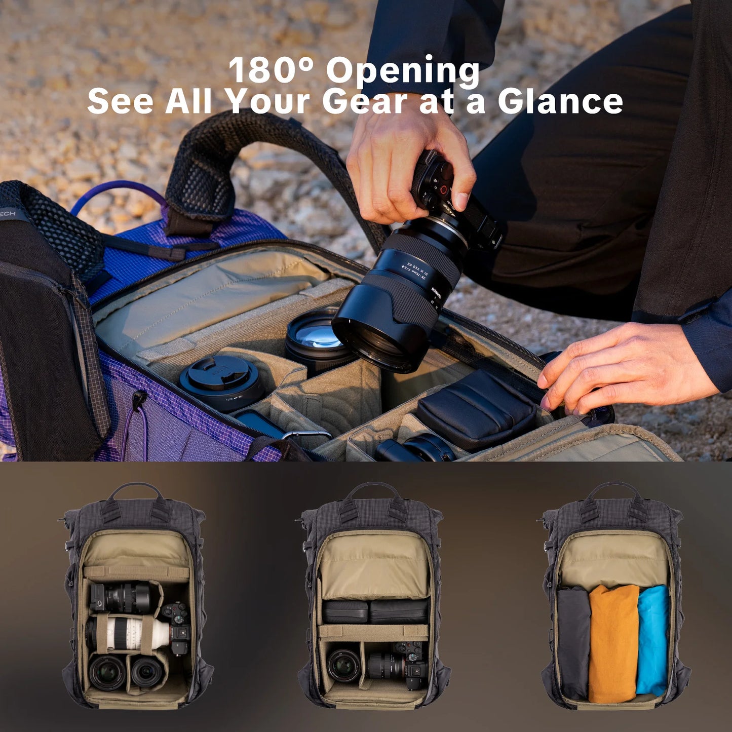 20L Compact Waterproof Camera Travel Backpack