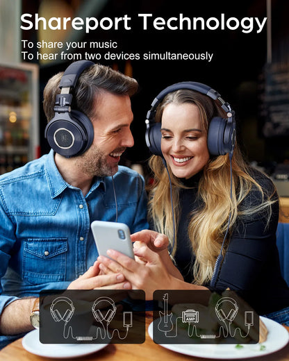 Hi-Res DJ Headphones Wired Over-Ear Blue Finish