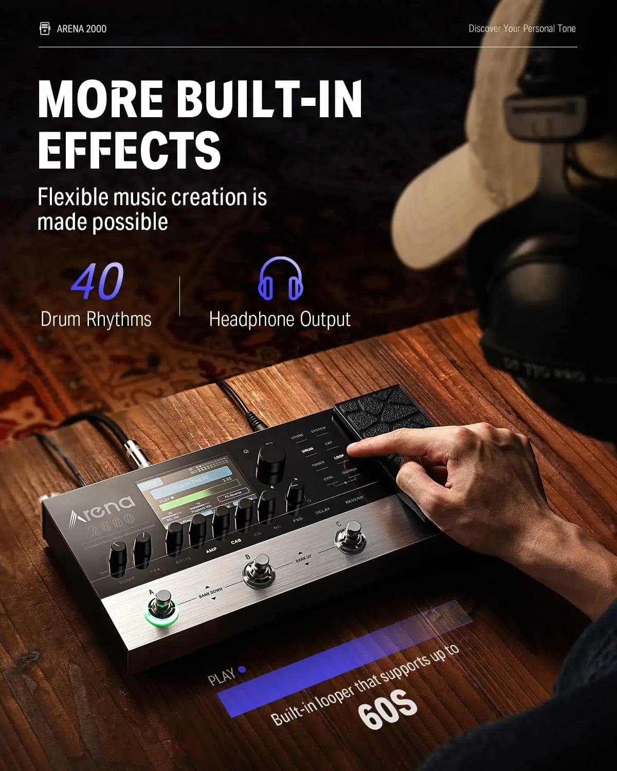 2000 Guitar Effects Pedal with Amp Modeling and MIDI