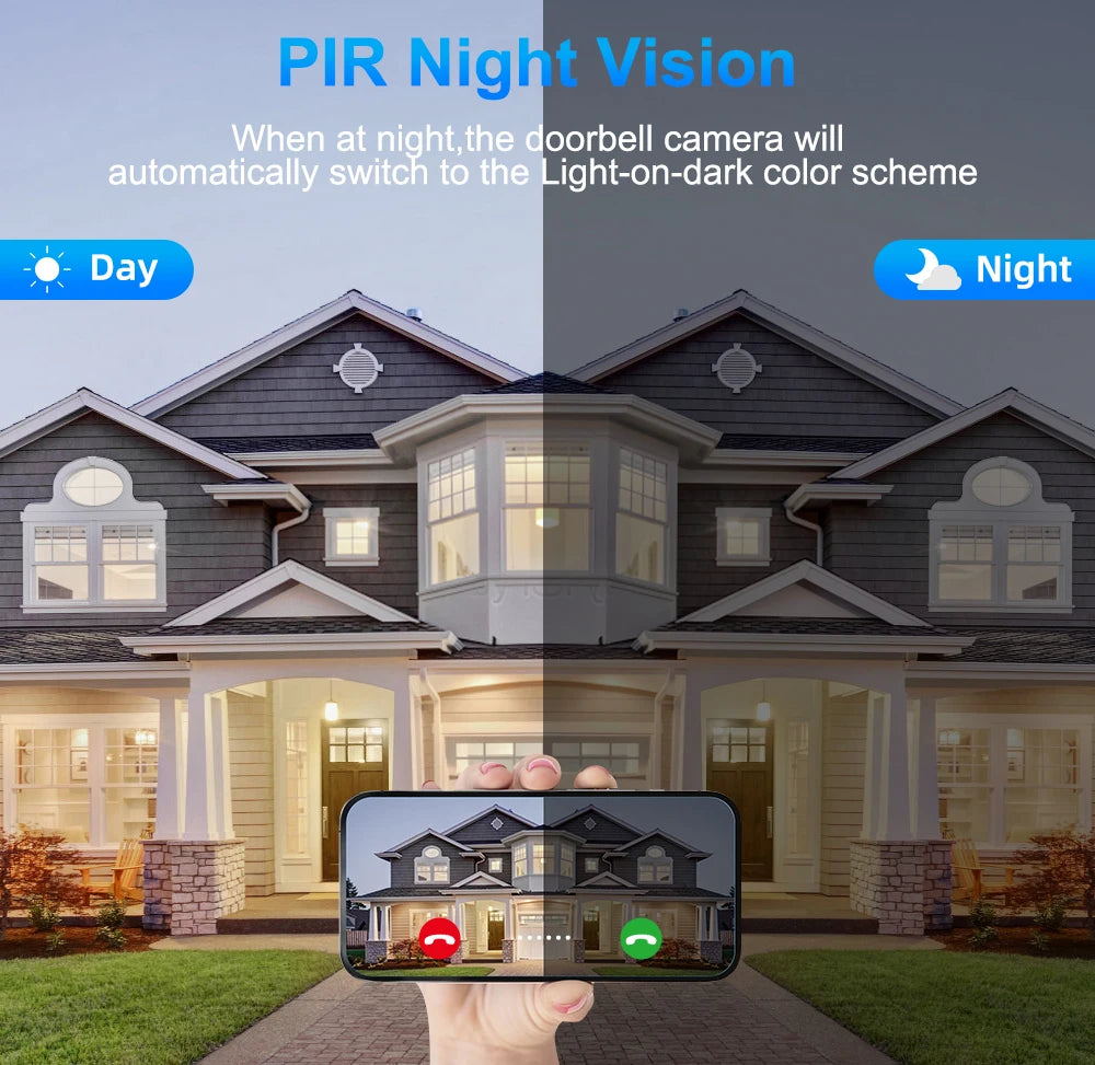 16G Wi-Fi Video Doorbell 1080p Night Vision PIR Alerts