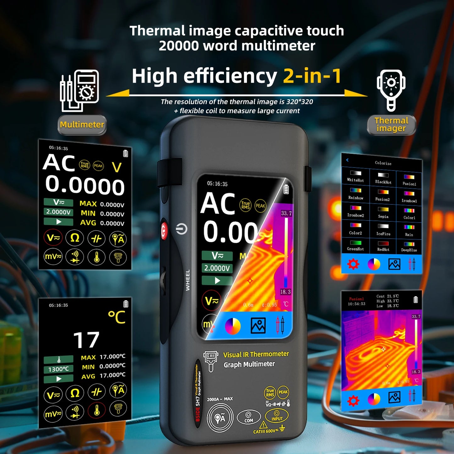 Compact Thermal Imaging Multimeter for Electricians