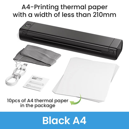 Portable A4 Thermal Printer Wireless Bluetooth for Phone & PC
