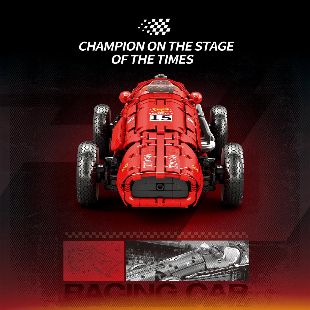 Technical Racing Car Construction Set 1809 Pieces Red Supercar