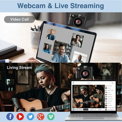 Vlogging Camera 6K 32GB with Macro and Wide Angle