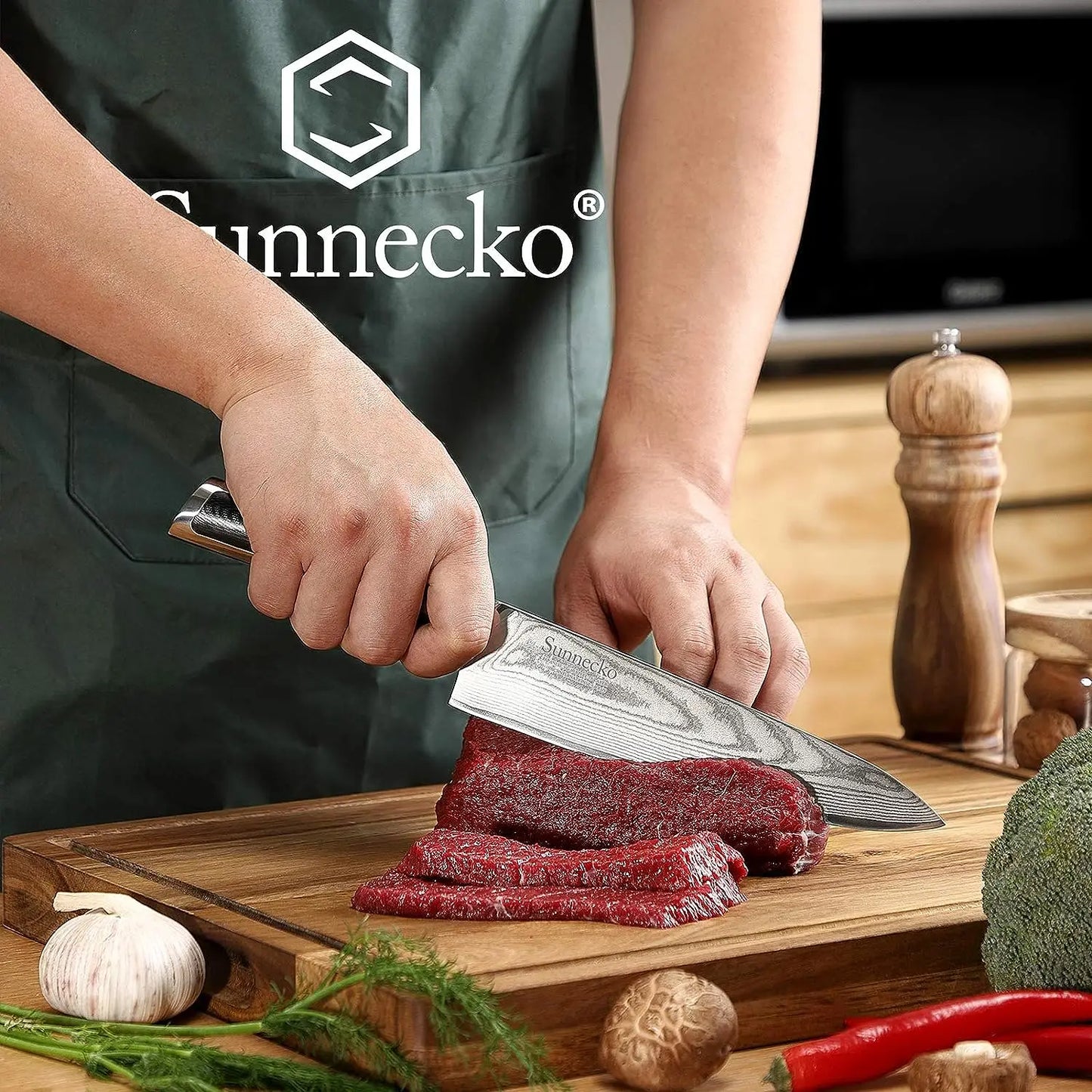 3-Piece Damascus Steel Kitchen Knife Set for Cooking