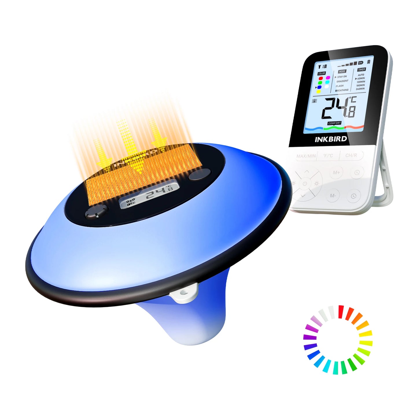 Solar Wireless Pool Thermometer with Indoor Remote 7-Color Light