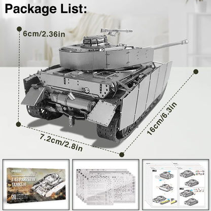 DIY 3D Metal Panzer IV Tank Model Brain Teaser Kit