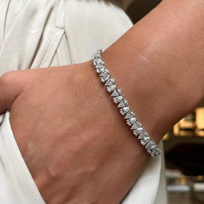 Pear Cut Moissanite Tennis Bracelet 16cm S925 Silver