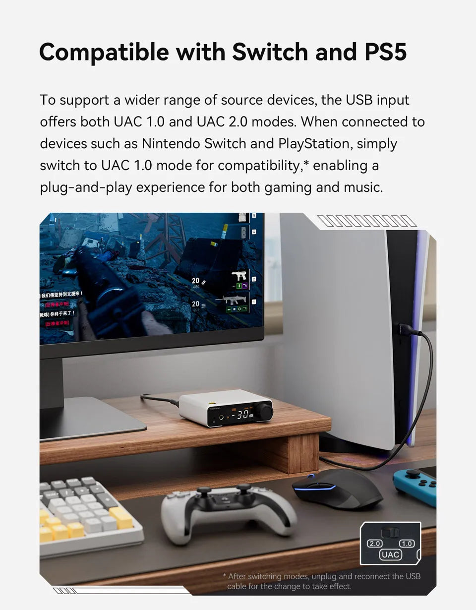 High-Precision DAC Headphone Amplifier ES9039Q2M 128dB DNR