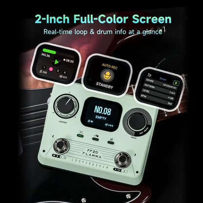 Compact Guitar Looper Pedal with 220 Rhythms and Headphone Jack