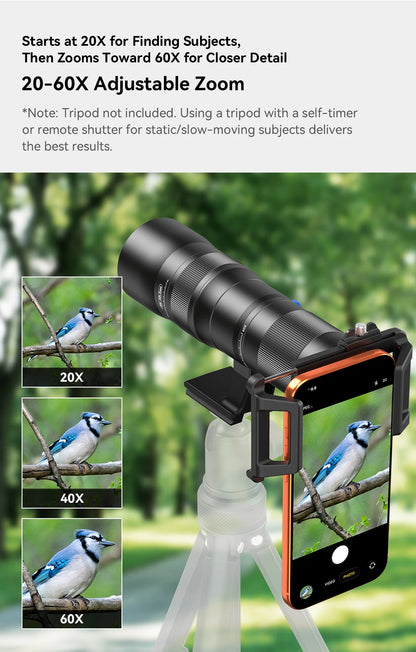 20-60x Telephoto Zoom Lens for Smartphones