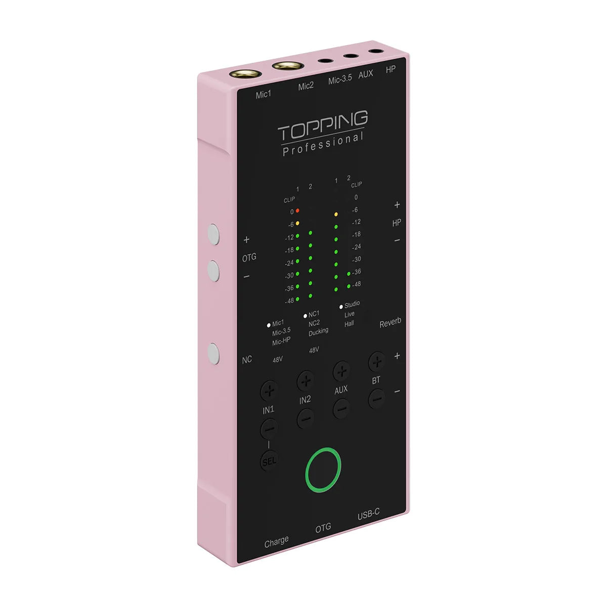Mobile Pink Audio Mixer with Noise Gate & Reverb