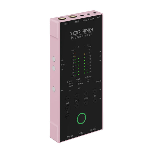 Mobile Pink Audio Mixer with Noise Gate & Reverb