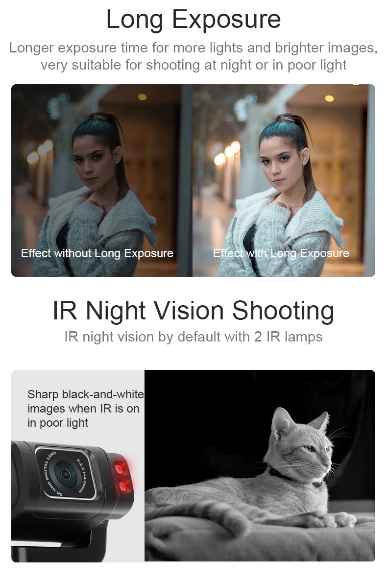 Compact 5K Travel Camera with Remote and Big Screen Display
