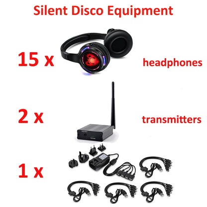 15 Wireless LED Headphones for Multi-Channel Silent Disco
