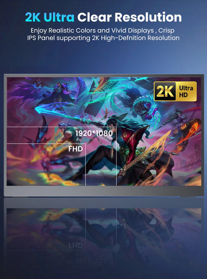 2K 17.3" Portable Gaming Screen with Stand 144Hz