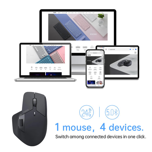 Light Gray Wireless Bluetooth Mouse 4000 DPI Ergonomic