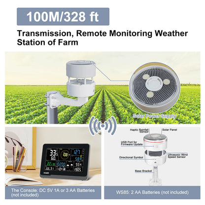 Wireless Weather Station with 7.5 Inch Display and Rain Gauge