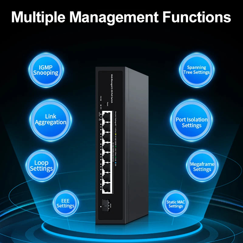 8 Port 2.5G PoE Managed Switch with 10G SFP+