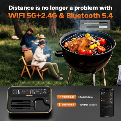 Dual Mode Wireless Meat Thermometer with Waterproof Probes