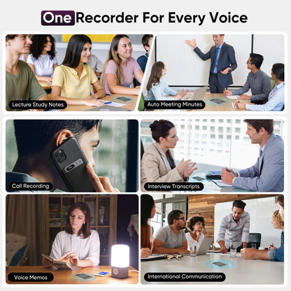 AI Voice Recorder 118 Languages Speech-to-Text Meeting Device