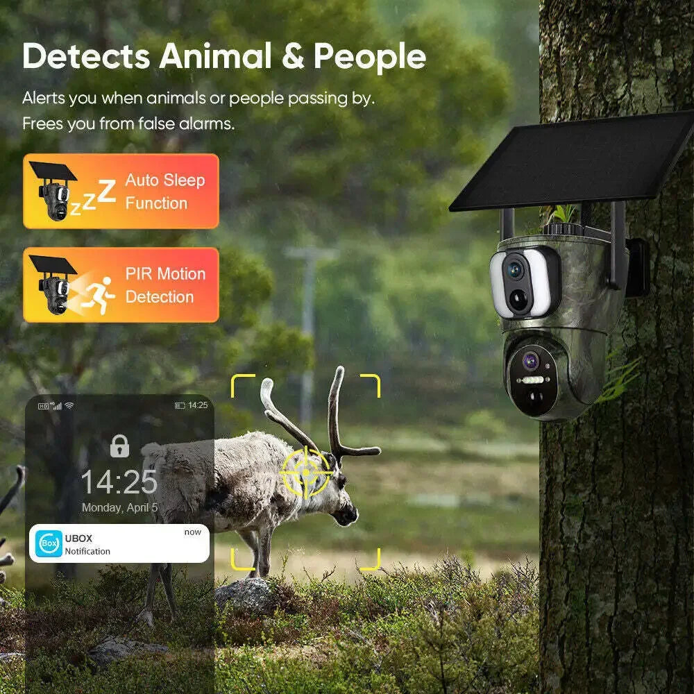 4K Dual Screen Solar Trail Camera with PIR Detection
