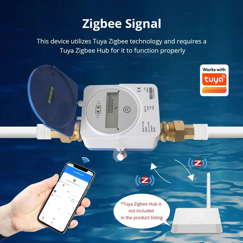 Tuya Smart Ultrasonic Water Meter DN15 Digital LCD Display