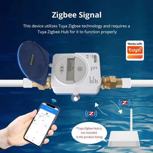 Smart Zigbee Ultrasonic Water Meter DN25 LCD Display IP68