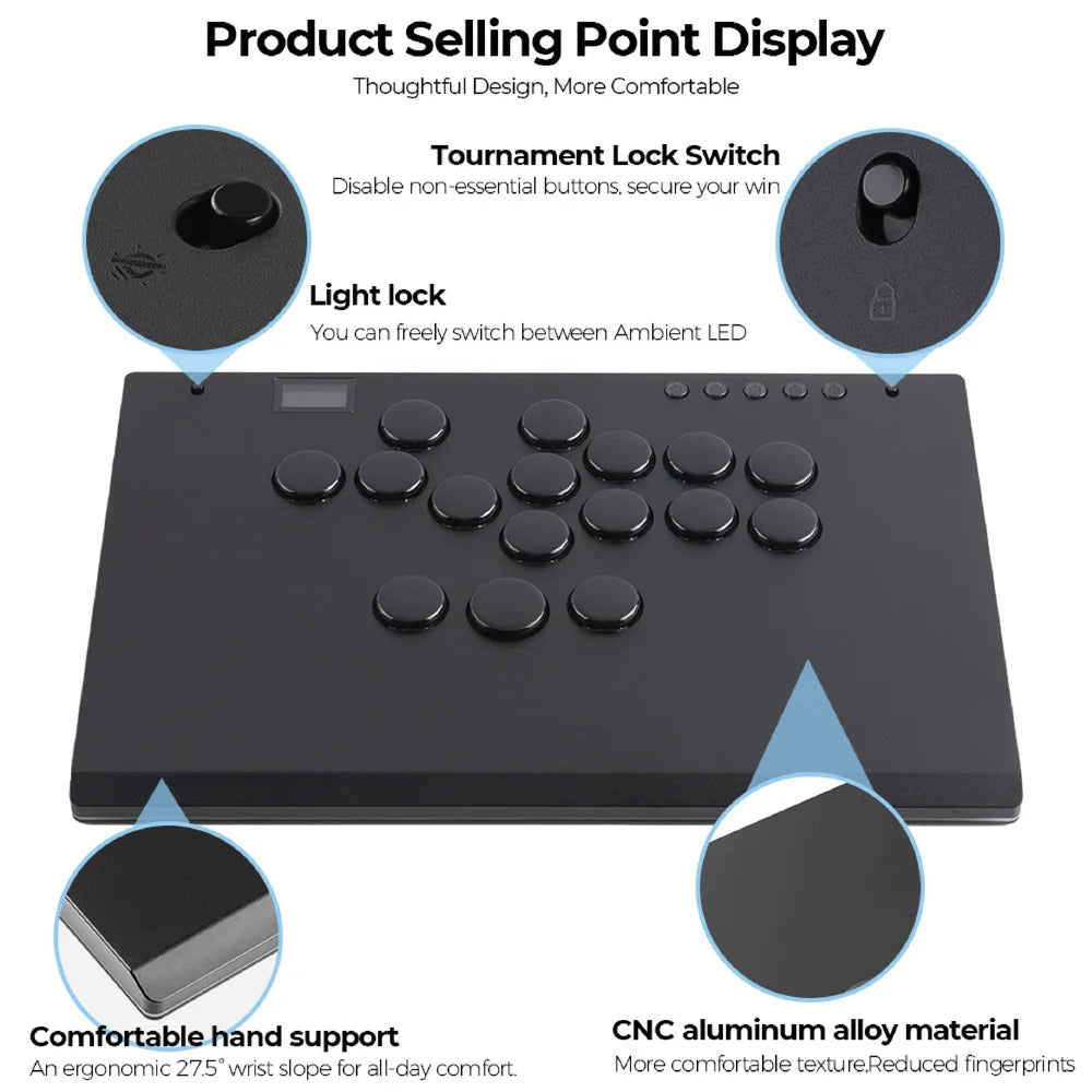 Stickless Fighting Game Arcade Controller with RGB Lighting